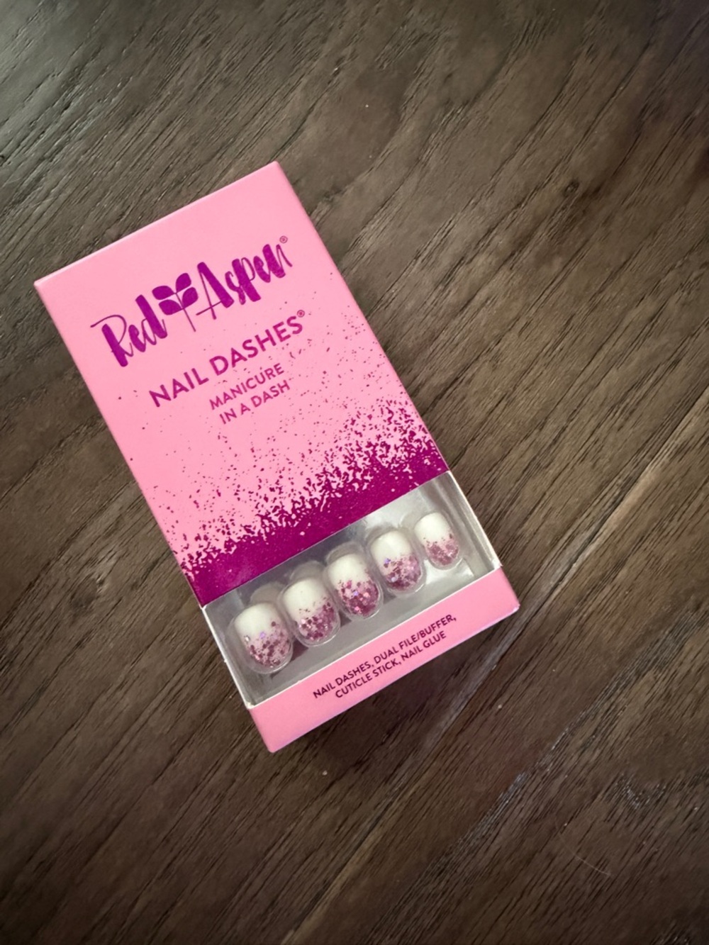 Aspen Glitter Pink Glitter Nail Dashes - Ready-to-Wear Press-On Nails